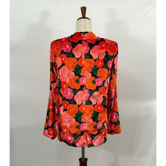 MIXED by Nasrin Sz XS Red Pink Floral Velvet Blazer Jacket Ruby - Picture 6 of 10